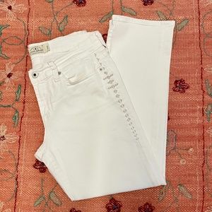 Lucky Brand "Sweet Crop" Embroidered White Jeans